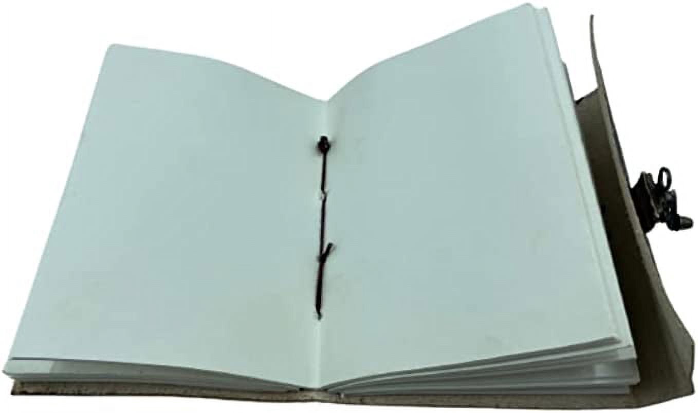 OVERDOSE Pentagram Lapis Stone Leather Journal With Brass C-Lock - Handmade Unlined Paper Leather Bound Journal | Sketchbook & Notebook - Drawing Journal - 5 x 7 inches | 12 x 17 cm | A6