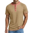 thumbnail image 3 of GENTS BLISS Henley Men Shirts Short Sleeve T shirts for Men Crew Neck Color Block Men Shirts, 3 of 7