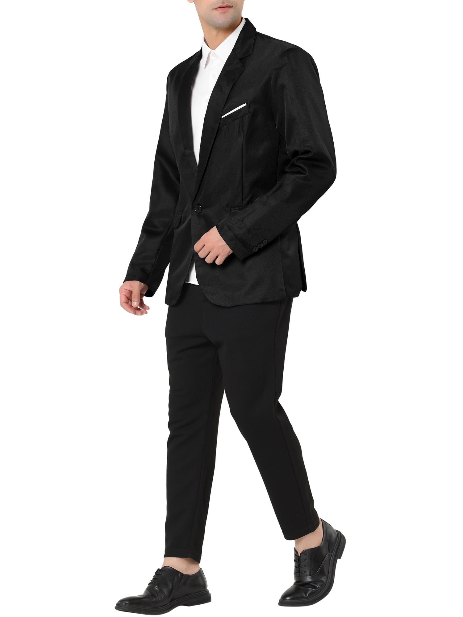 Unique Bargains Men's Business Slim Fit Sports Coats One Button Formal Blazers S Black