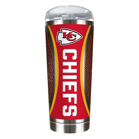 Kansas City Chiefs 18 ounce vacuum insulated stainless steel team tumbler with Gameball graphic wrap