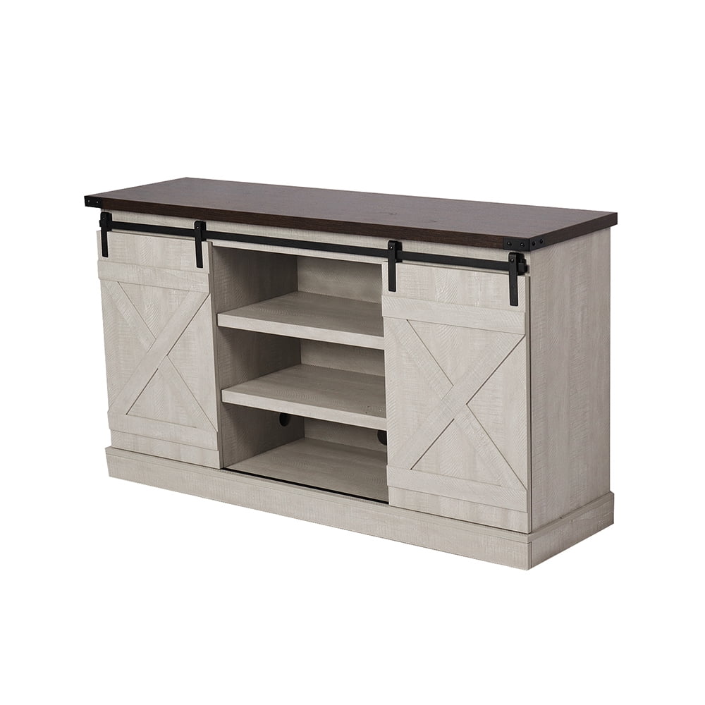 Kepooman Mid Century Modern Wood TV Stand for Living Room, TV Cabinet with Storage Space and Shelf, White Kepooman Mid Century Modern Wood TV Stand for Living Room, TV Cabinet with Storage Space and Shelf, White
