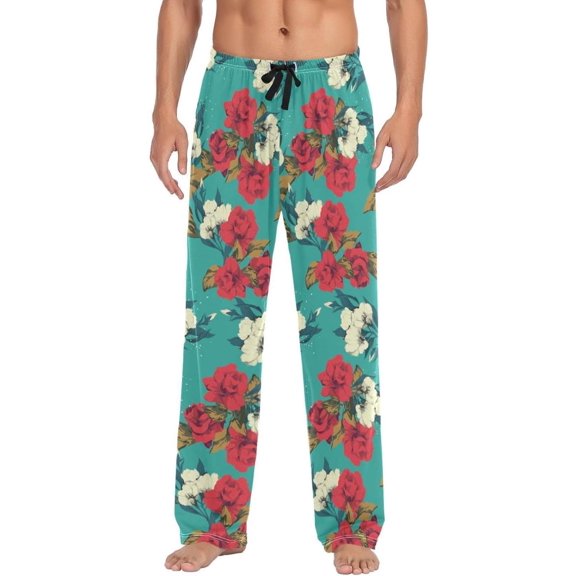 Roses Ghost Pajama Pants, Men's Lounge Pants Light with Drawstring and Pockets, Christmas New Year Birthday Father's Day Gifts, Small