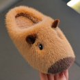 thumbnail image 6 of 2026 Kids Capybara Animal Plush House Slippers, Boys Girls Cute Cartoon Fuzzy Open Back Indoor Slippers Warm Winter Home Footwear for Toddler to Big Kids 3-10.5 Years, 6 of 9