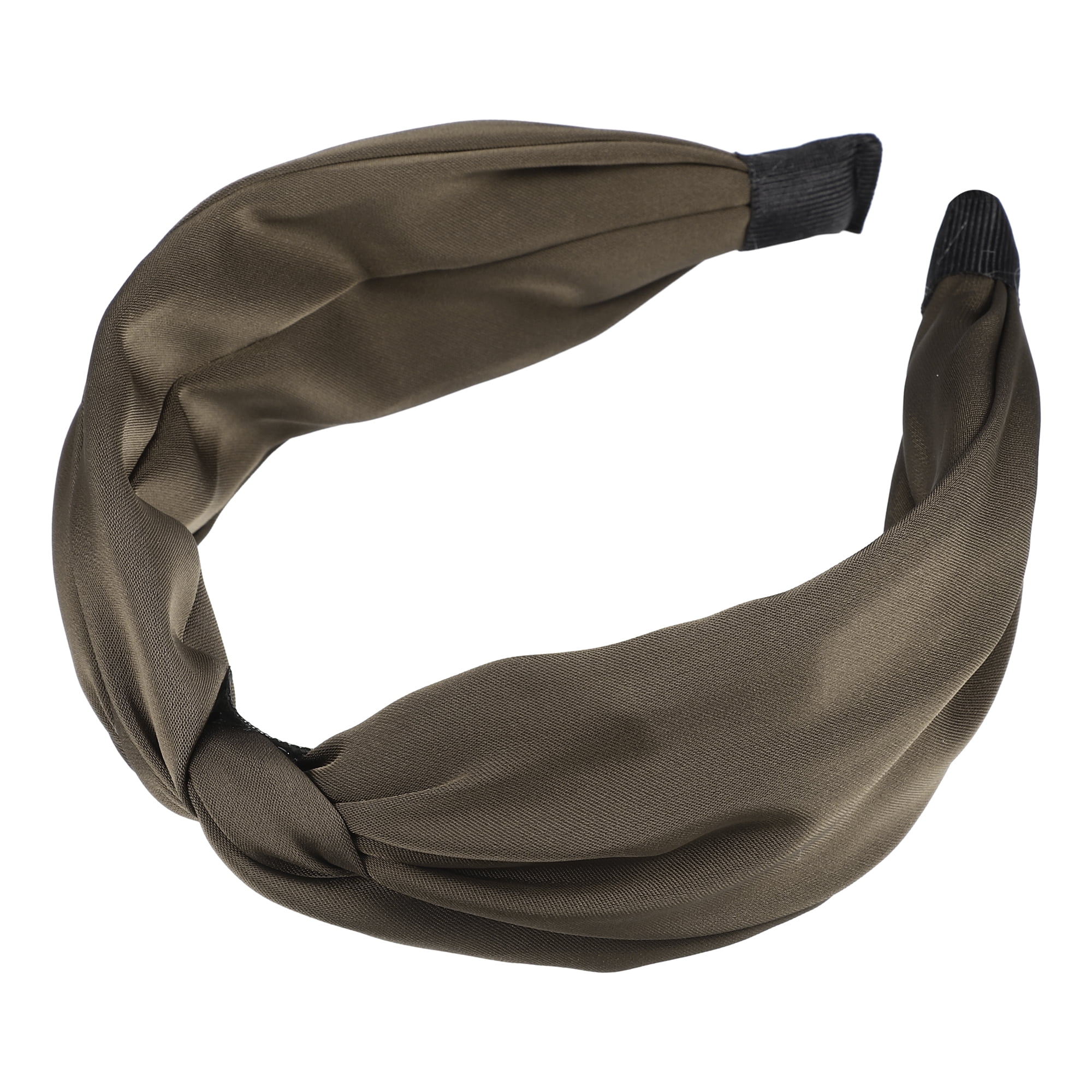 Unique Bargains Satin Twist Headband Hairband for Women 1.2 Inch Wide Light Brown