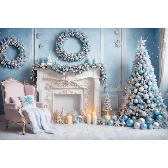 Christmas02 Photography Backdrop Living Room Photo Studio Background Xmas Trees Fireplace Home ration Back Drop