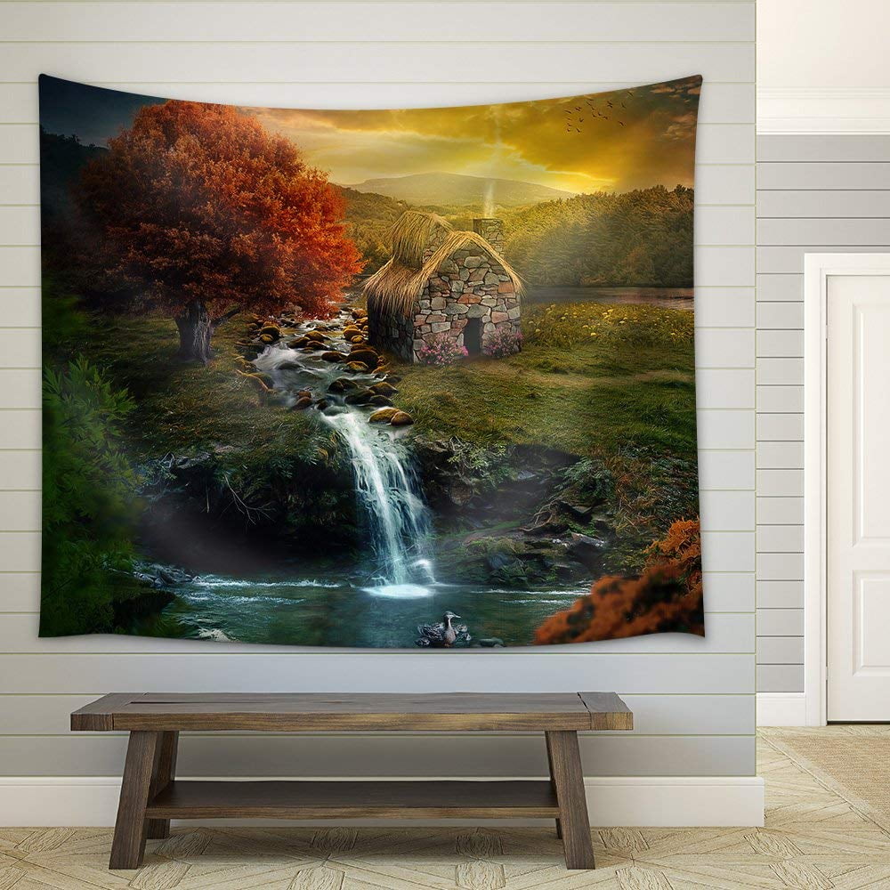 wall26 - Beautiful Nature Scene with Cottage in the ...