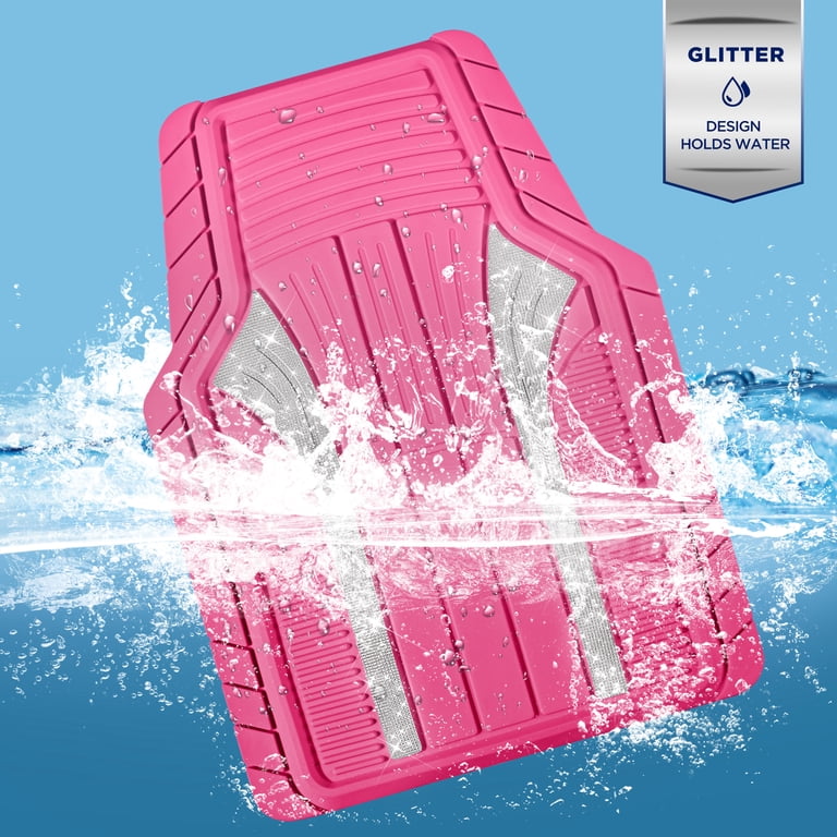 PIC AUTO Bling Hot Pink Sparkle Rubber Floor Mats photo 6