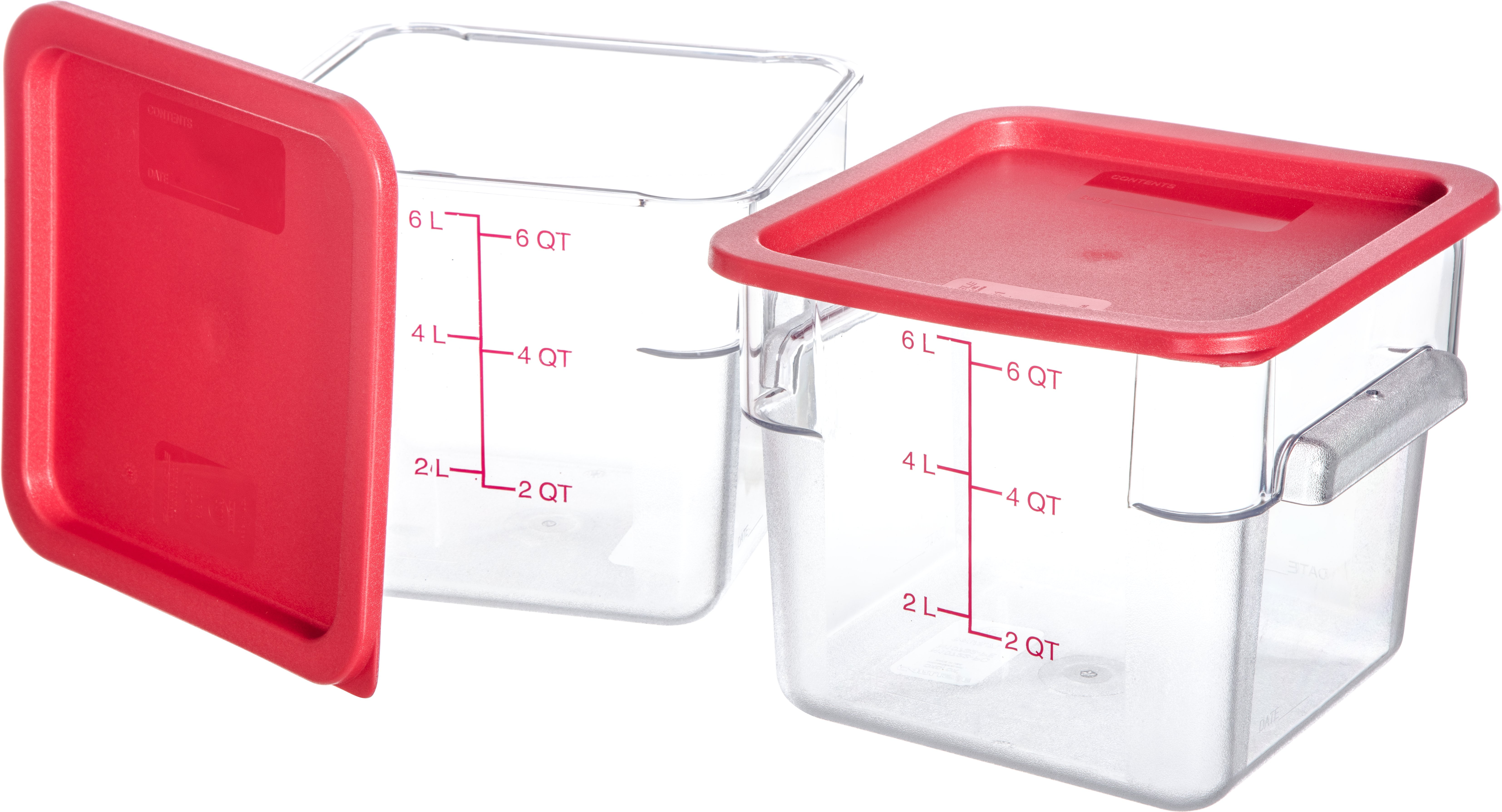 Carlisle 10722 207 Plastic Square Food Storage Container With Lids 6 Quarts Clear Set Of 2