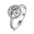 thumbnail image 2 of GRA Certified Radiant 1.20 Carat Moissanite Halo Ring | VVS Quality, Sterling Silver, 2 of 6