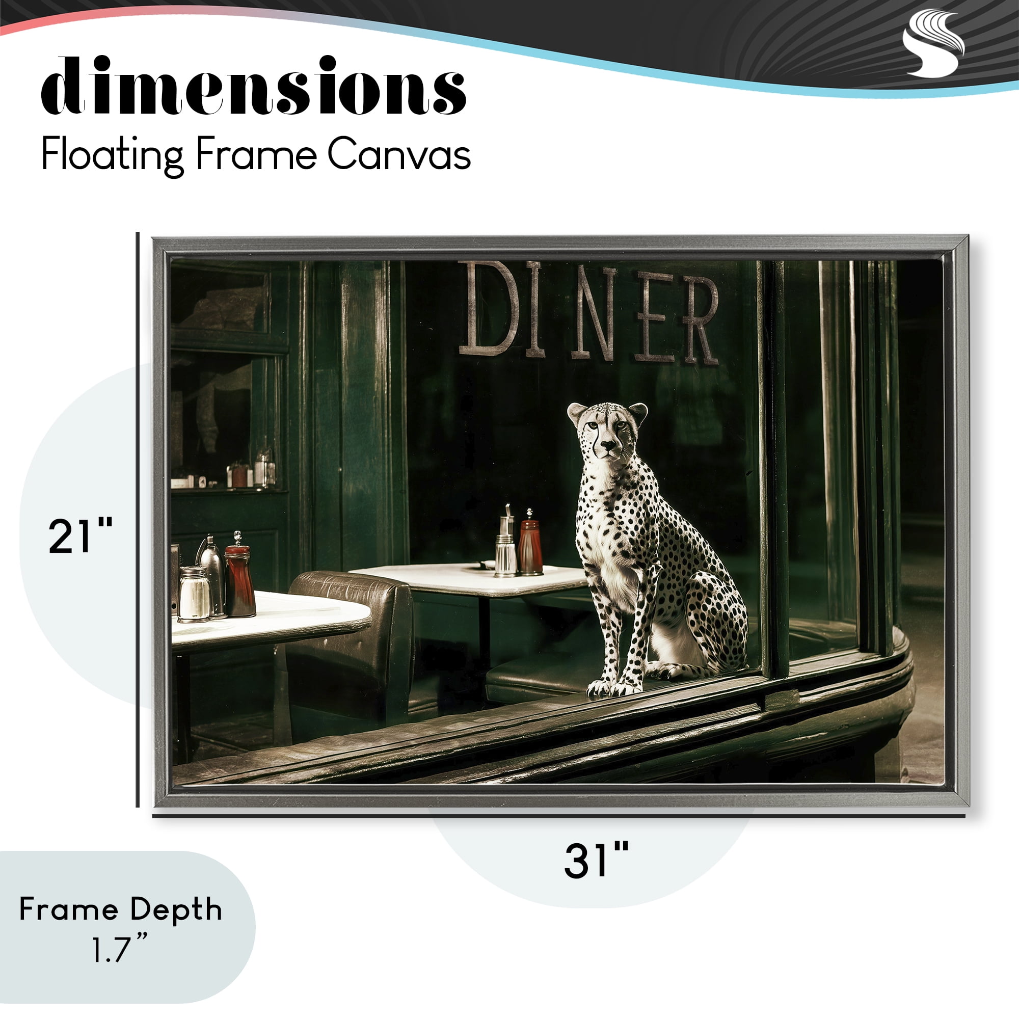 Stupell Industries Diner Sentry Leopard Gray Framed Floater Canvas Wall Art, design by Annabelle Hall