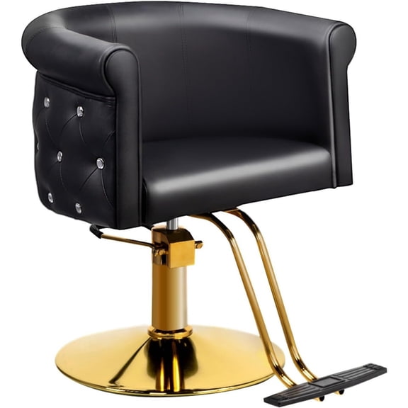 UBesGoo Barber Chair Salon Styling Chair Black Gold Hydraulic Pump, Black & Gold