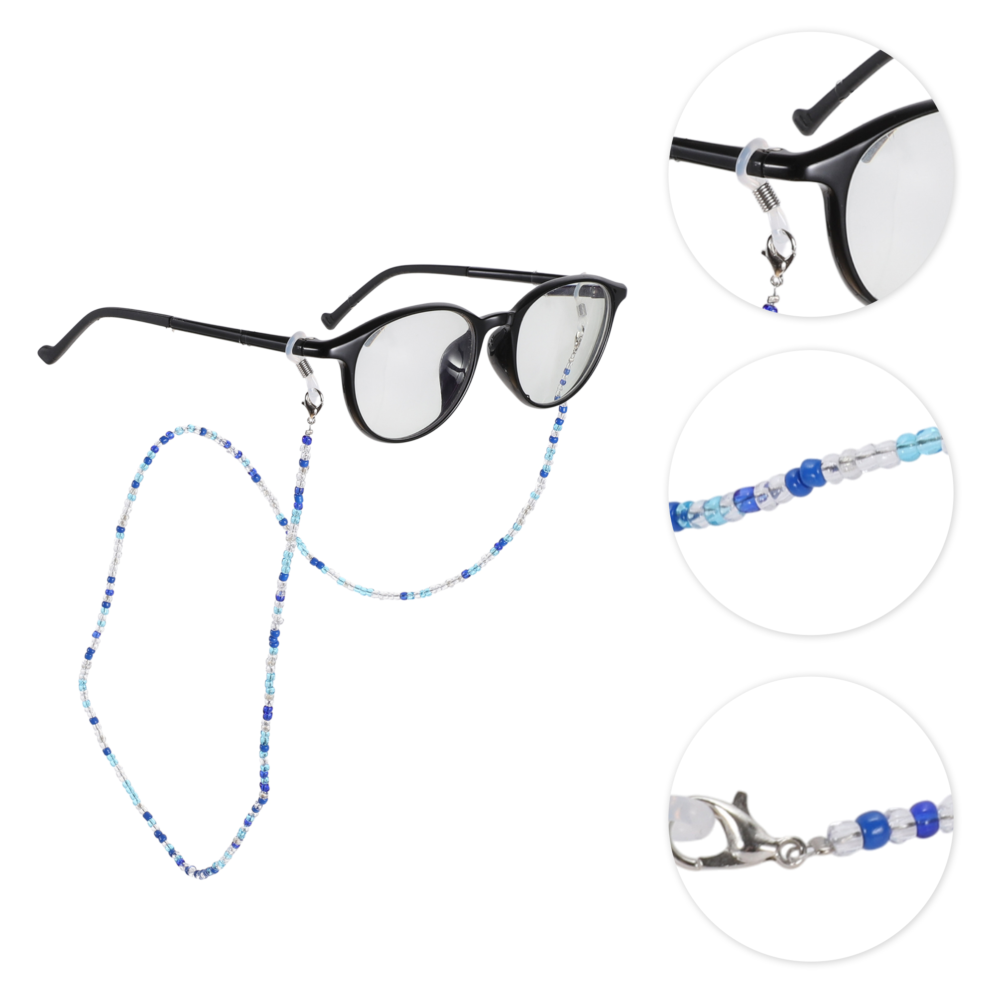Unique Bargains Beaded Pattern Eyeglass Chain 1 Pc Blue