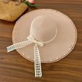 thumbnail image 2 of Women's Pearl Lace Trim Straw Hat with Elegant Bowknot Ribbon and Floppy Sun Protection Design Featuring French Style Pink, 2 of 7