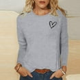 thumbnail image 2 of Besolor T-Shirts de la Saint-Valentin pour Femmes Imprimé Cœur Col Rond Manches Longues Tunique Décontractée Blouse Tee, 2 of 4