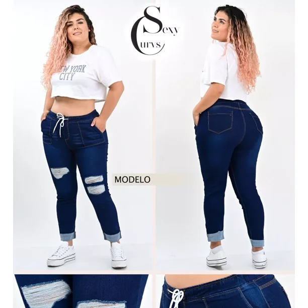 Pantalon De Mezclilla Dama Corte Colombiano Talla Extra S-73