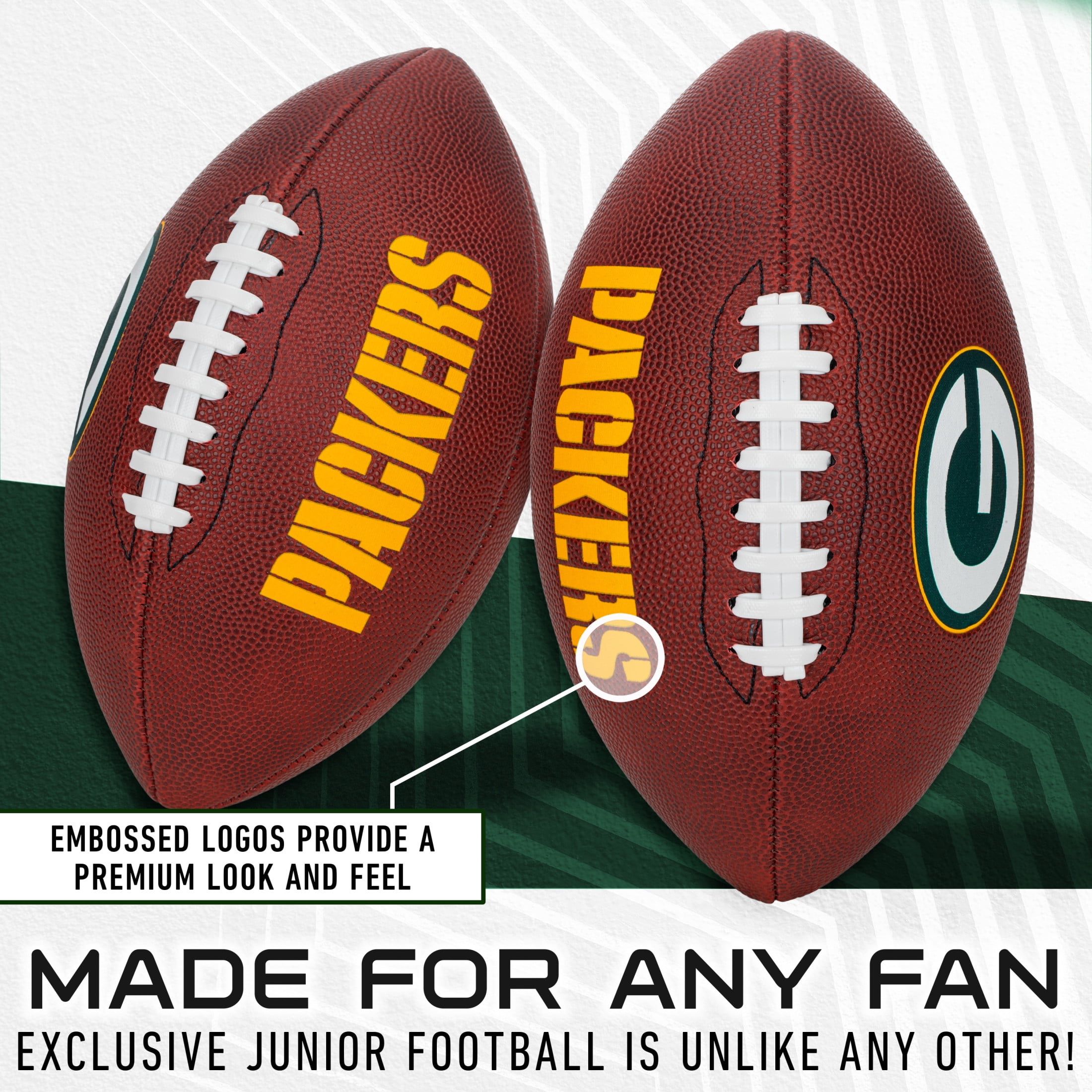 Franklin Sports NFL Green Bay Packers Football - Youth Junior Size Football for Kids - Official NFL Team Logo + Colors Youth Football - Kids NFL Fan Shop Football