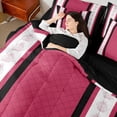 thumbnail image 4 of jejeloiu Vintage Damask Flowers 7-Piece Twin Bedding Sets,Abstract Geometric Thombus Bedding Comforter Set,Pink Black Striped Sheet Sets For Kids,Breathable Home Decor Reversible, 4 of 8