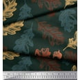 thumbnail image 3 of Soimoi Green Heavy Satin Fabric Oaknut & Oak Leaves Printed Fabric 1 Yard 54 Inch Wide, 3 of 3