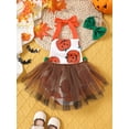 thumbnail image 3 of Suealasg Infant Girl Halloween Outfits Baby Girl Fall Clothes 3 6 12 18 Months Sleeveless Halterneck Tulle Romper Dress+Headband, 3 of 7