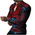 thumbnail image 4 of Ceisia Fashion Men Casual Printed Long Sleeve Gift Turndown Collar Button Up Stylish Shirt Tops, 4 of 5