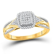 The Diamond Deal 10kt Yellow Gold Round Diamond Cluster Bridal Wedding Engagement Ring 1/6 Cttw