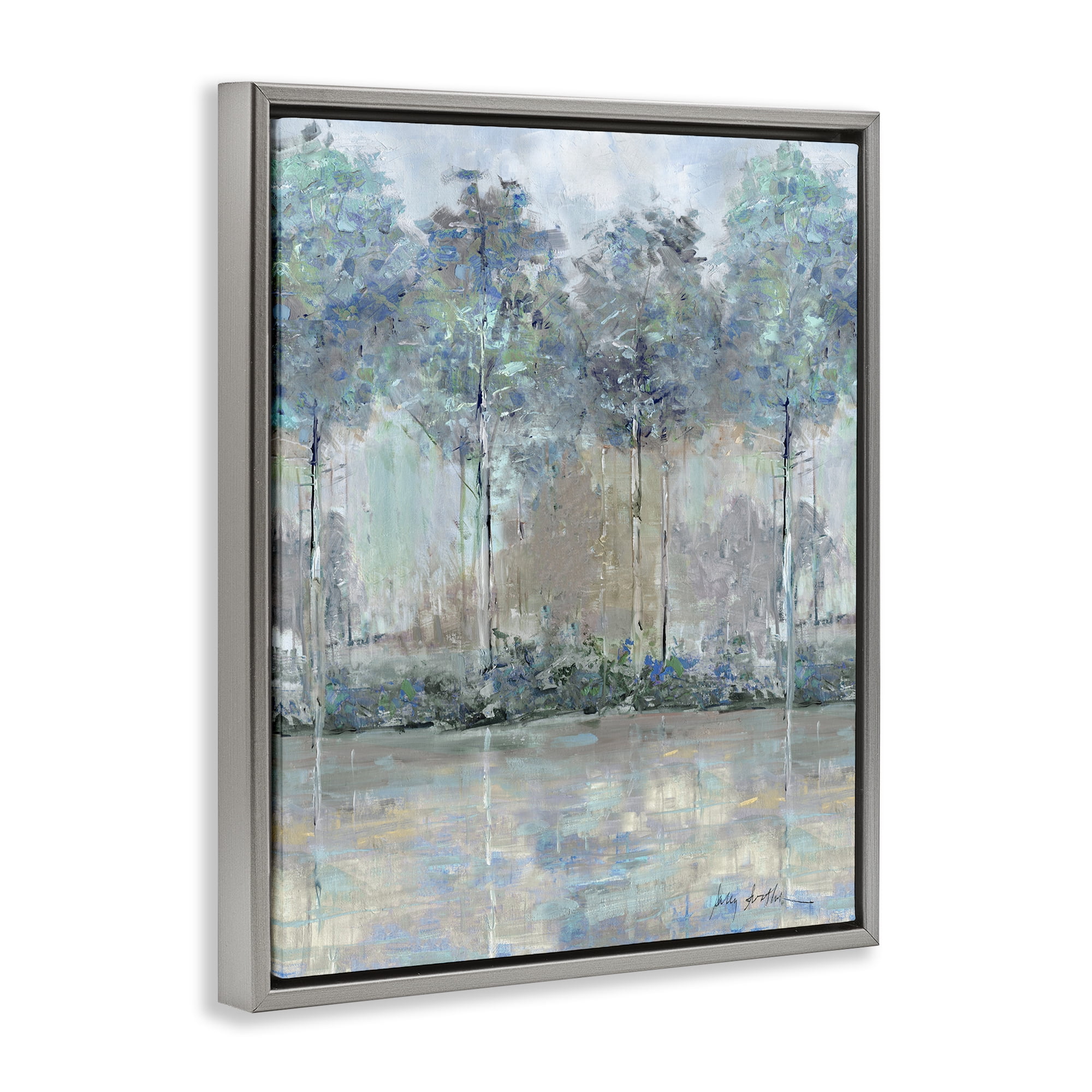 Stupell Industries Subdued Impression of Trees Gray Framed Floater Canvas Wall Art, design by Sally Swatland