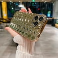 thumbnail image 2 of Compatible with iPhone 14 Pro Max Case-6.7 Inch, Fashion 3D Woven Pattern Plating Phone Case, Grid Printed case for Women Girls Soft Silicone Shockproof Camera Protective Back Cover-Gold, 2 of 7