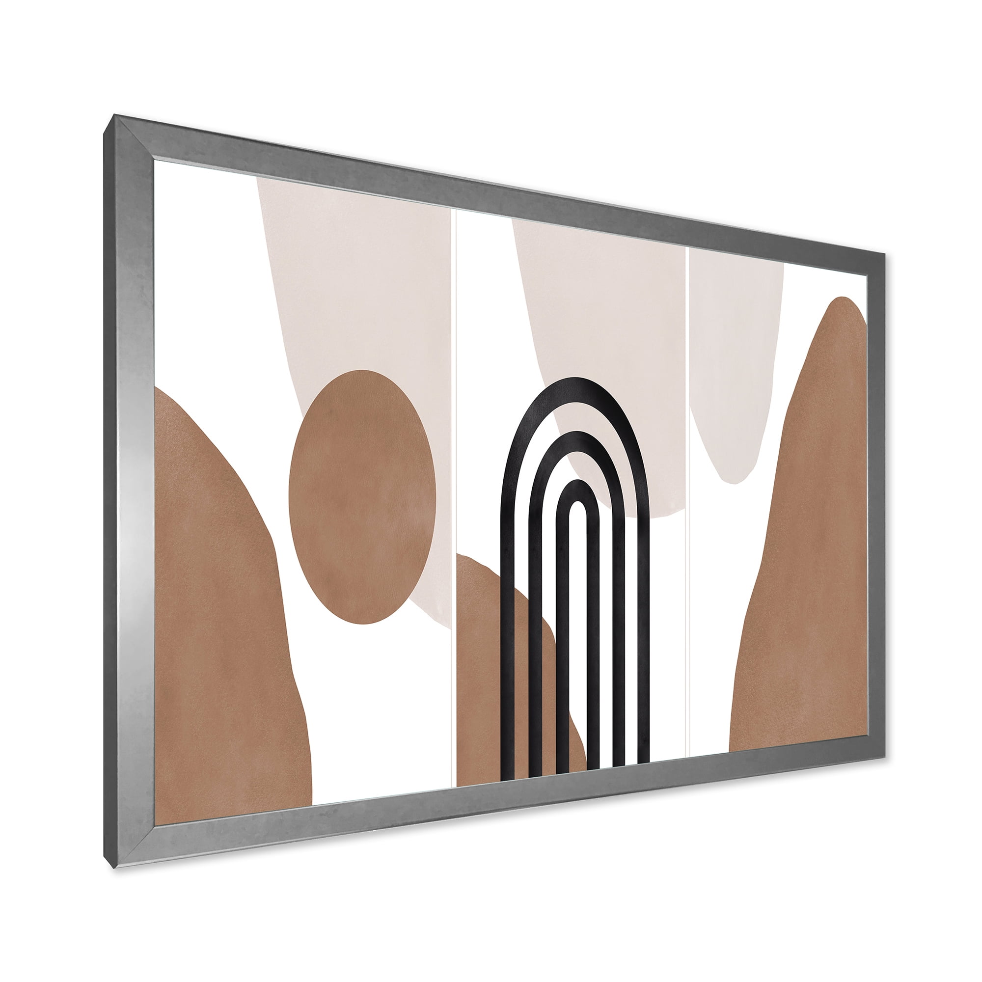 Designart 'Abstract Shapes in Ivory and Terracotta Shapes II' Modern Framed Art Print