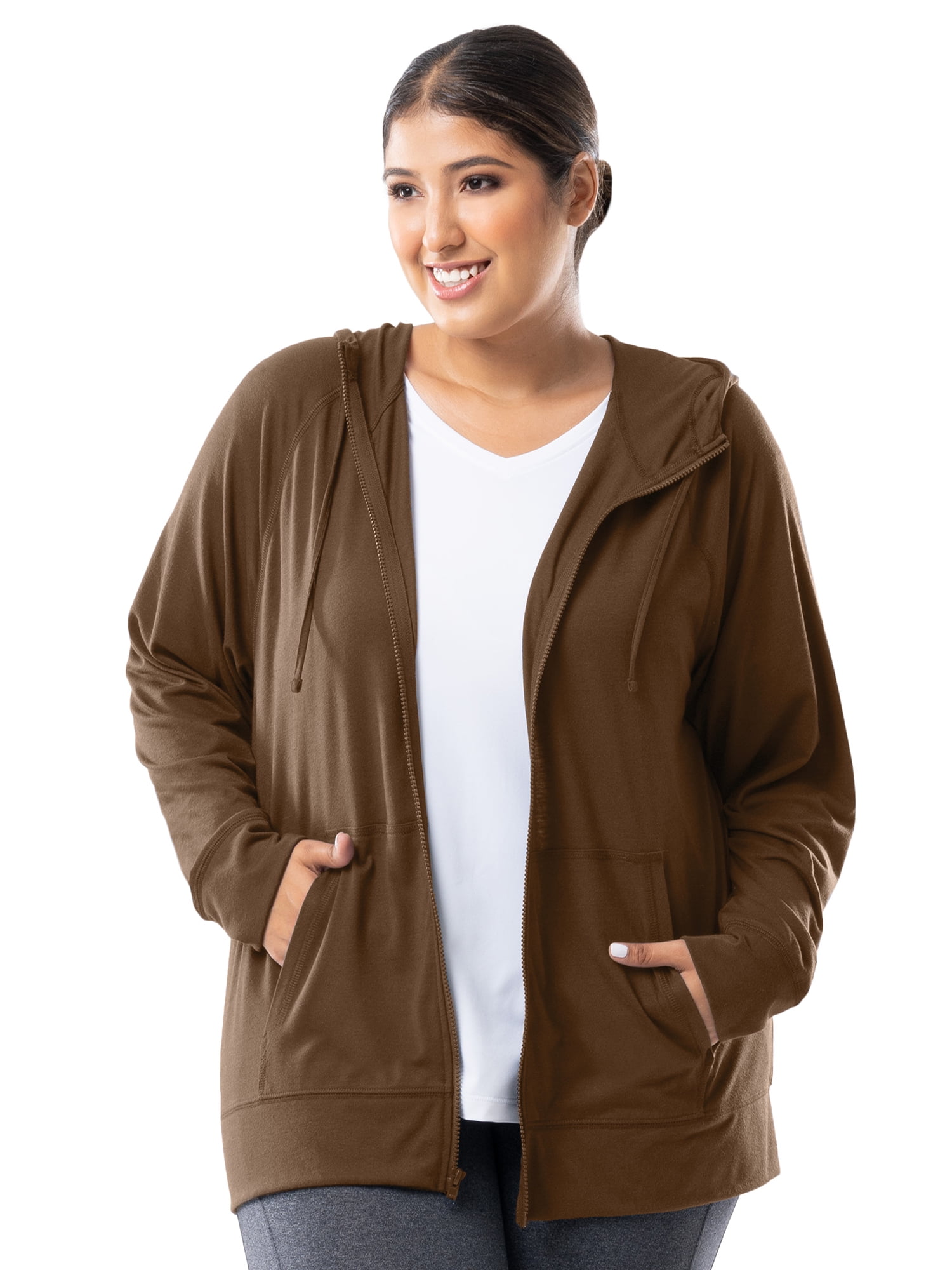 Athletic Works Women's Plus Lightweight Zip-Up Hoodie Jacket