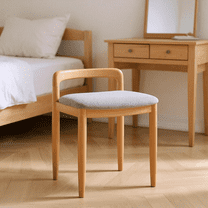 Homy Casa Vanity Stool for Bedroom Makeup Desk, Small Upholstered Dressing Chair, Natural