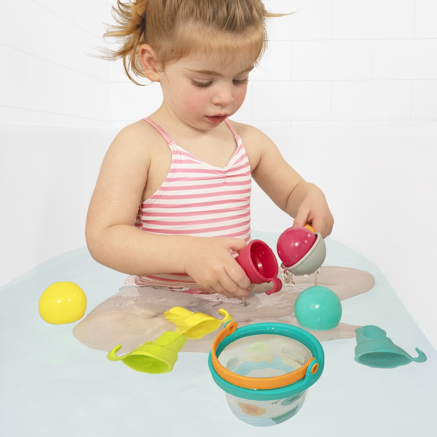 Yookidoo Ice Cream Bucket - Baby Bath Toys Scoop 'N' Splash Set with Floating Cups and Ice Cream Scooper - Water Toys for Toddlers Bathtime Fun