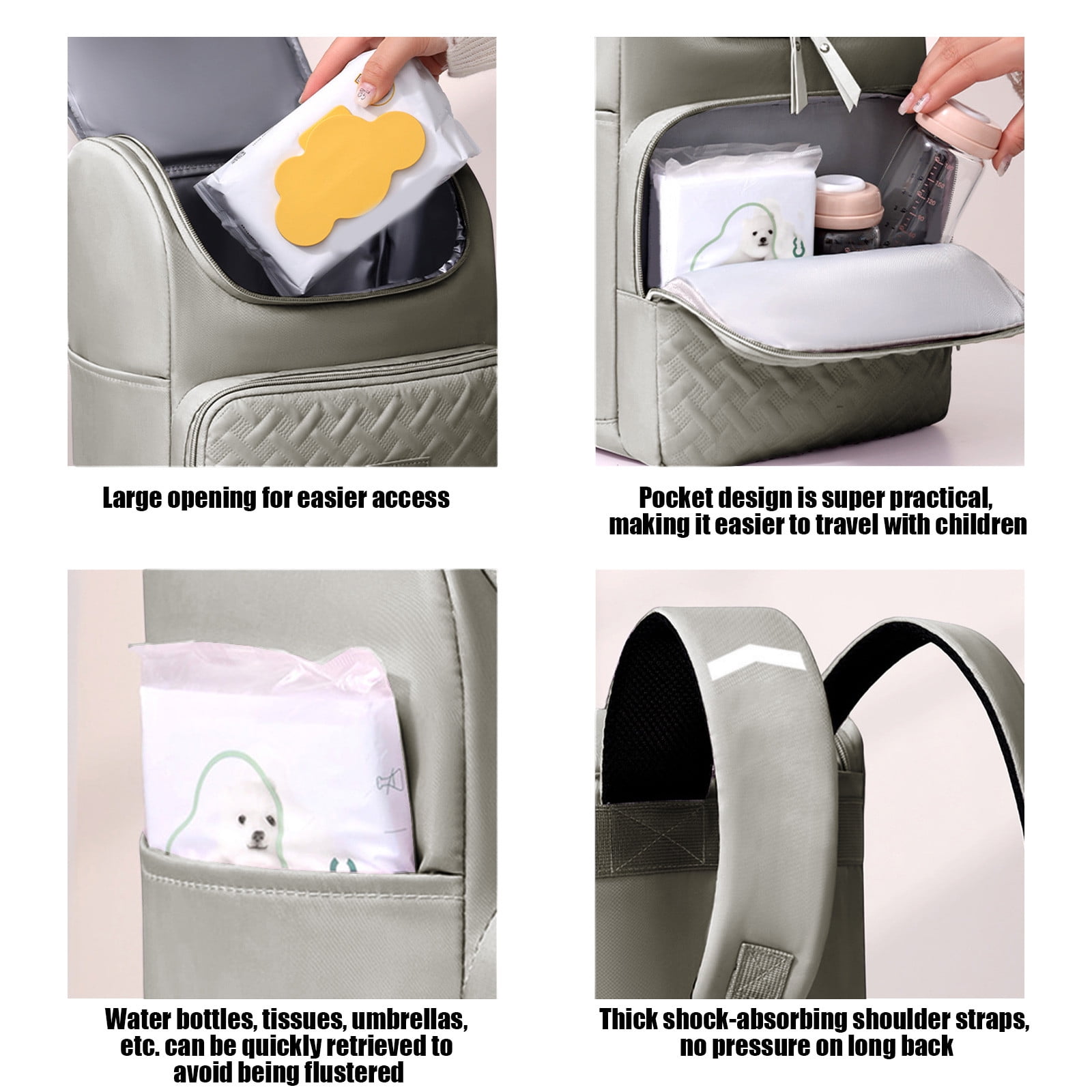 Insulated Diaper Bag Backpack Large Capacity Multi Pocket Travel Mom Baby Supplies Organizer