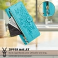 thumbnail image 6 of Case For Samsung Galaxy S25 Edge 5G Butterfly Flower Multi-card Holder Zipper Wallet With Lanyard Magnetic Clasp Flip Stand Leather Phone Case,Sky blue,For Galaxy S25 Edge 5G, 6 of 8