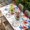 Red, variant on 4th of July Table Cloths for 3 Foot Rectangle Tables, Red Blue Floral Independence Day Stars Butterflies Patio Waterproof Elastic Fitted Tablecloths, Washable Rectangular Table Cover for Camping