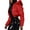 Red, variant on Dtydtpe Women's Winter Coats Cropped Puffer Jacket Long Sleeve Zip hooded Pockets Baggy Short Warm Down Black L