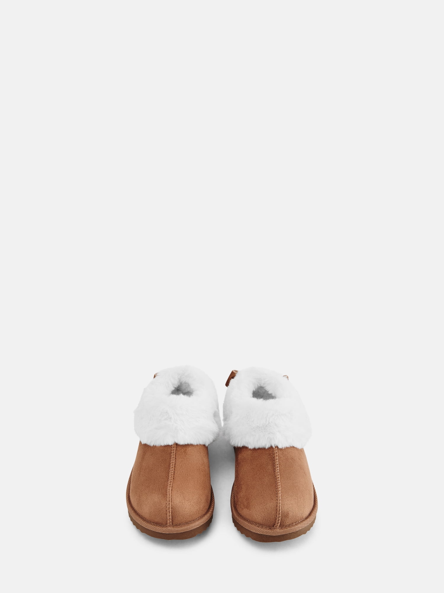 Wonder Nation Baby, Toddler, Little and Big Girls Faux Fur Trim Slippers
