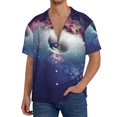 thumbnail image 2 of Disketp Men's Hawaiian Planets Stars And Galaxies Print Shirts Button Down Holiday Beach Shirts-Medium, 2 of 5