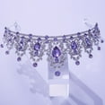 thumbnail image 6 of Jiaroswwei Bridal Crown Temperament Shiny Purple Rhinestone Tiaras Crowns Bridal Headband Hairwear Hair Jewelry Ornaments for Party, 6 of 7