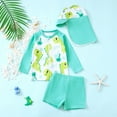 thumbnail image 1 of Product Classification Boys Swimwear Set Featuring Dinosaur Print Long Sleeve Rash Guard Swim Shirt with Swim Trunks and Hat for Summer Beach Pool, 1 of 7