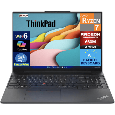 Lenovo ThinkPad E16 Business Laptop 16.0in WUXGA Display (AMD Ryzen 7 7735U, 16GB DDR5, 512GB M.2 PCIe SSD, AMD Radeon 660M, Backlit KB, Fingerprint, Thunderbolt 4, WiFi 6, Webcam, Win 11 Home)