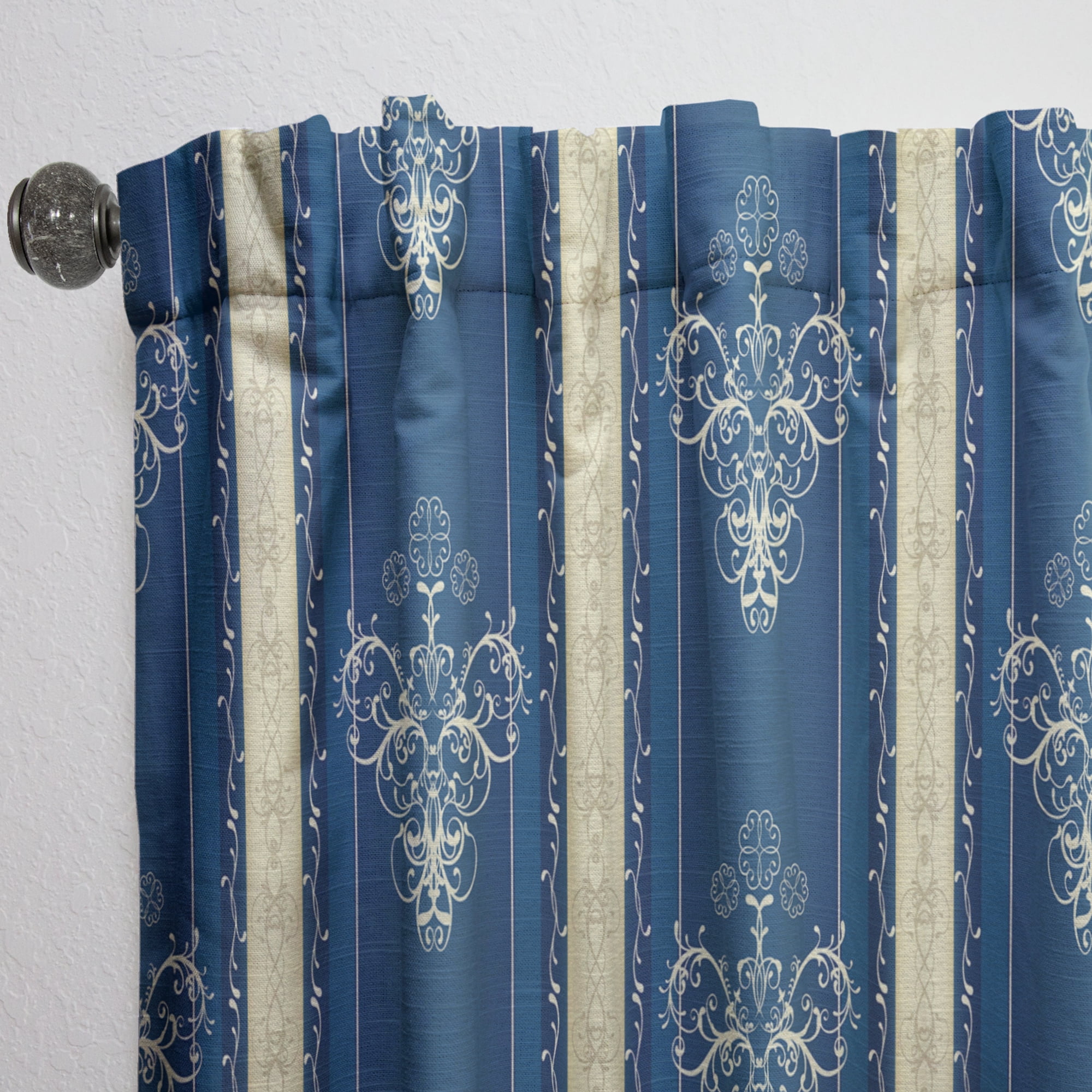 Designart 'Luxury Lace Design On Blue' Modern & Contemporary Curtain Panel