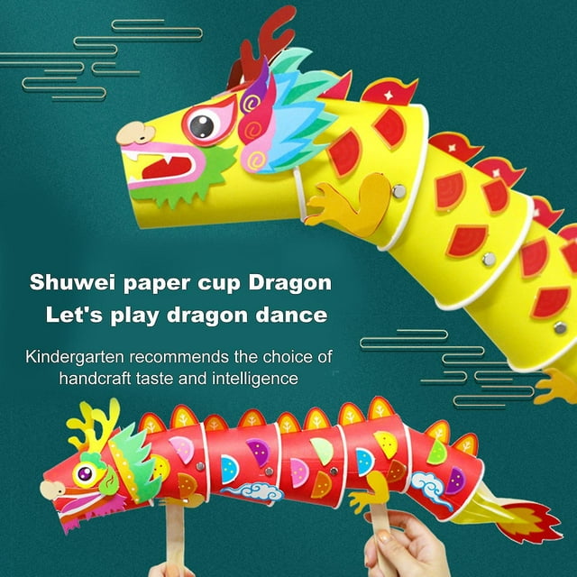 1 Set Paper Handcraft Kit Diy Funny Changeable Dragon Paper Craft Ornament For Kindergarten-SHUNJING