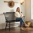 thumbnail image 3 of Dayalane 49 Inch Farmhouse Windsor Bench, Wooden Entryway Bench with Spindle High Back & Armrest, Rustic Vintage Dining Bench for Entryway Dining Balcony Bedroom End of Bed, Black, 3 of 13