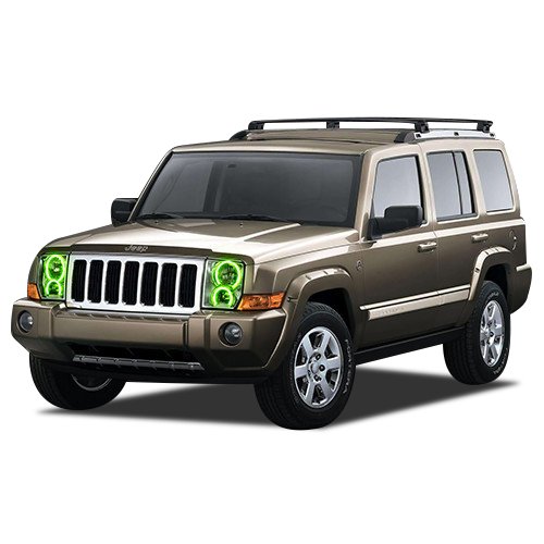 Flashtech Green LED Halo Ring Headlight Kit For Jeep Commander 0610