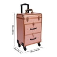 thumbnail image 2 of Professional Cosmetic Rolling Makeup Case Trolley with Drawers Fit for Make-Up Artists Nail Technicians Beauticians - Rose Gold, 2 of 12