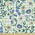 thumbnail image 2 of Ambesonne Spring Fabric by the Yard Upholstery, Bluebells Forget Me Not Art, 10 Yards, Ceil Blue Mustard White, 2 of 5