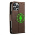 thumbnail image 7 of Allytech Wallet Case for iPhone 14 Pro, [Support Wireless Charging], Luxury PU Leather Kickstand Magnetic Clasp Cover with Card Slots & Cash Pocket, Shockproof Anti-Drop Protective Shell - Brown, 7 of 7