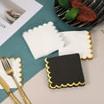 thumbnail image 4 of Uxcell 50 Pcs Scalloped Cocktail Napkins with Gold Foil Edges, 5 x 5 Inch Disposable Scalloped Paper Napkins for Wedding Engagement Anniversary Party Tableware Decorations, White Silver, 4 of 7