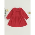 thumbnail image 4 of Bagilaanoe Toddler Baby Girl Fall Dress Long Sleeve A-line Dresses 12M 18M 24M 3T 4T 5T Kids Casual Ruched Sundress, 4 of 8