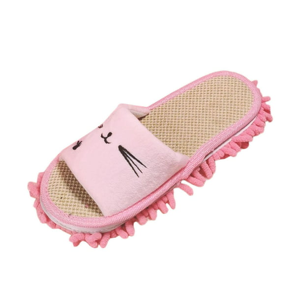 Cute Lazy Mop Slippers, Winter Comfortable Dust Floor Cleaning, Warm  Detachable Unisex Reusable Floor Cleaning Mop Shoes for Bedroom Bathroom  Pink 